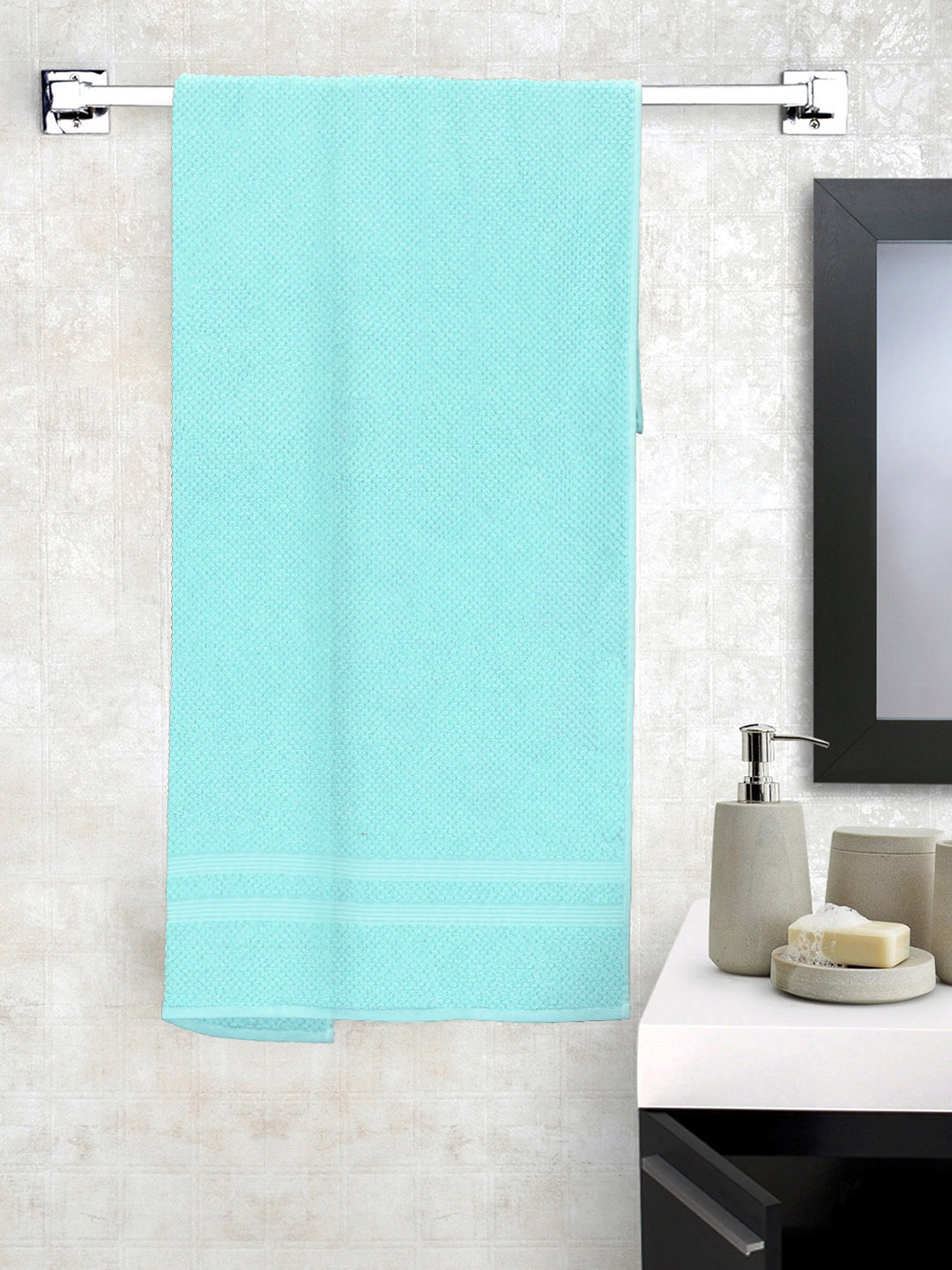 

Story@home Turquoise Blue Self-Design 600 GSM Extra Large Bath Towel