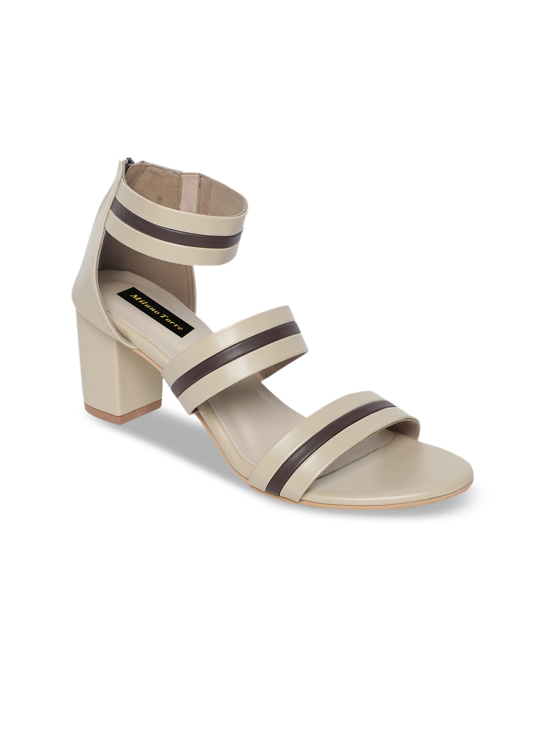 

Milano Torre Women Beige Striped Heels
