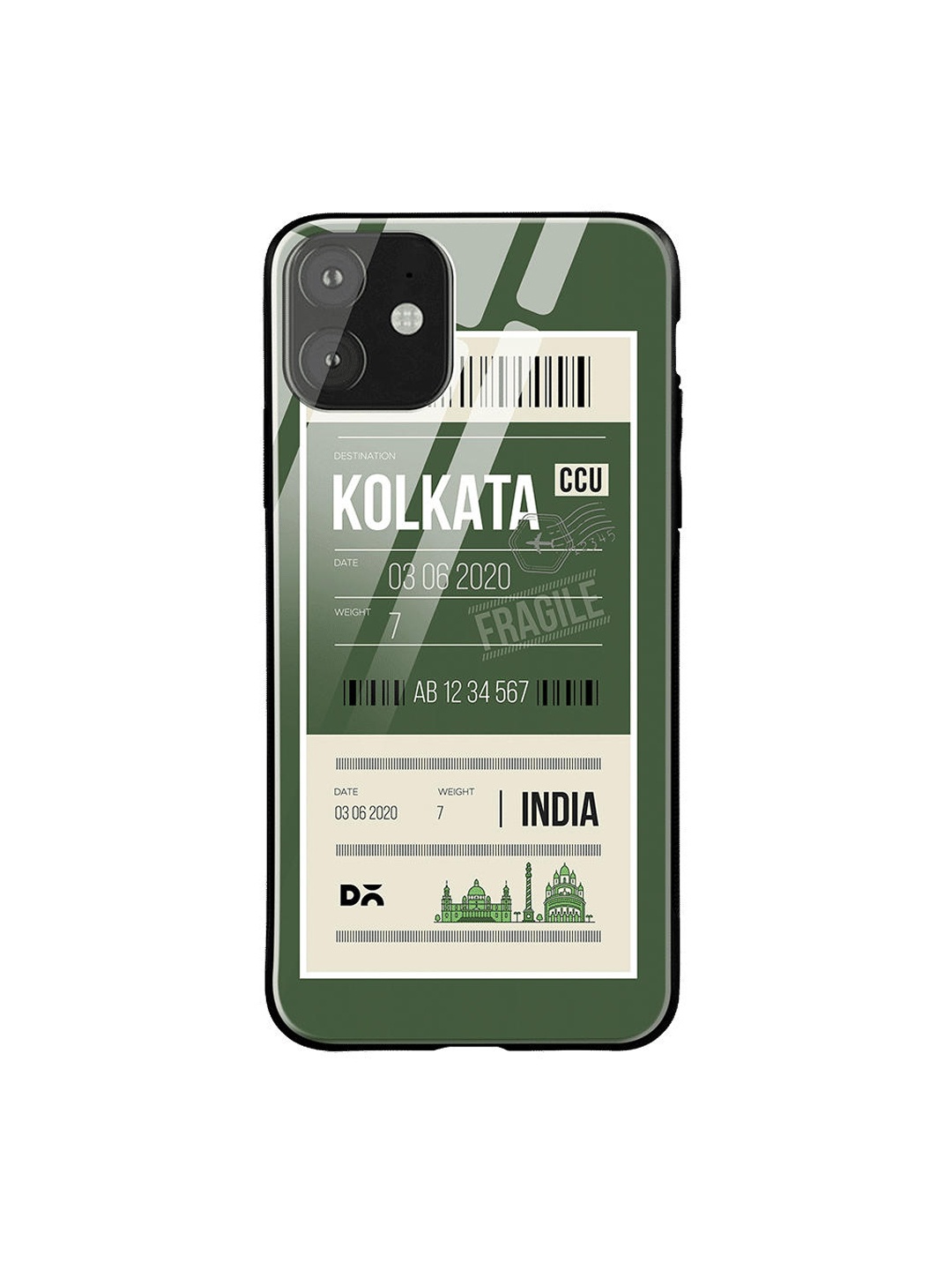 

DailyObjects Green & White Kolkata City Tag iPhone 11 Glass Case Cover