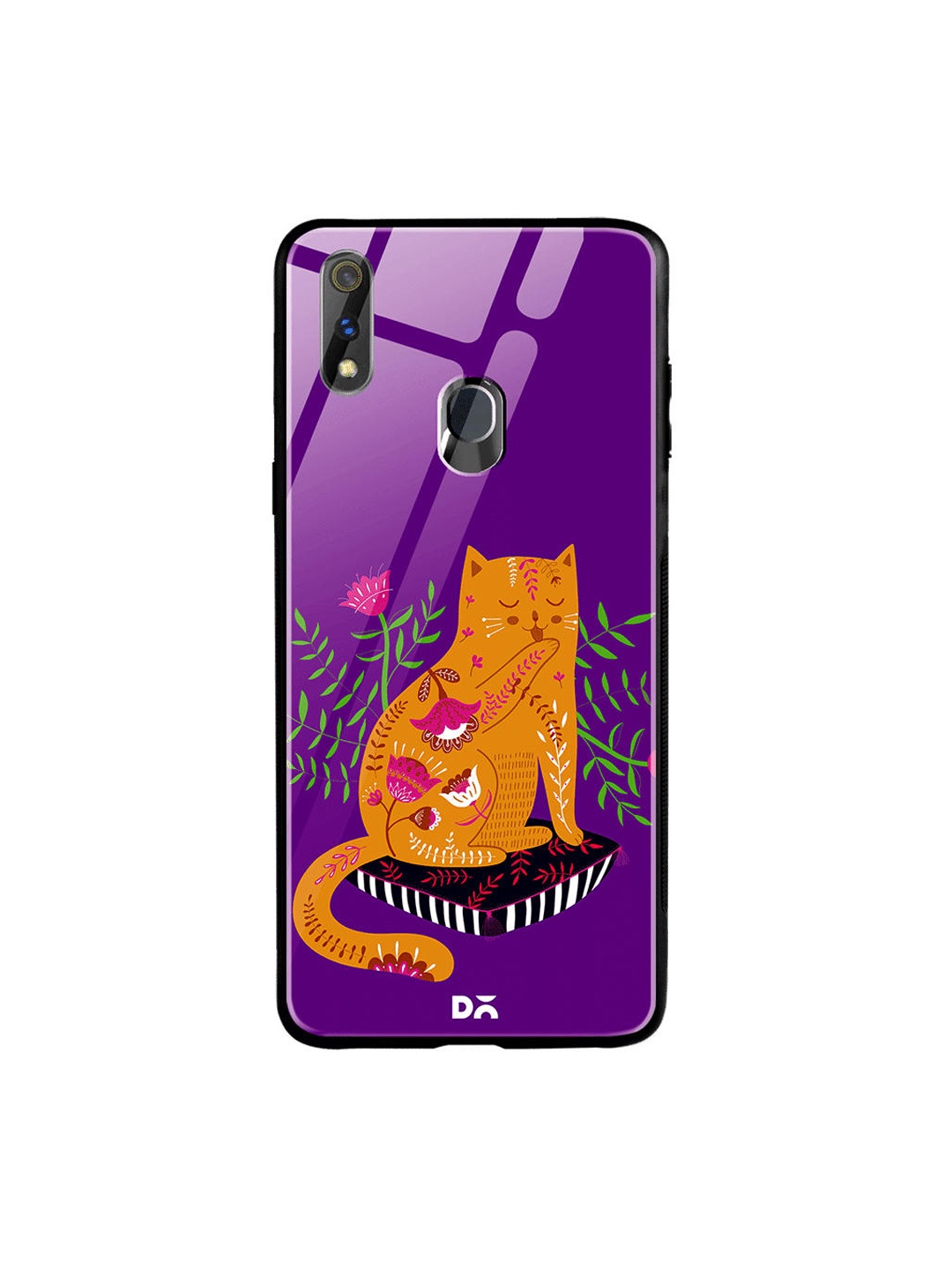 

DailyObjects Purple & Orange Happy Kitty Glass Case Cover For Oppo Realme 3 Pro