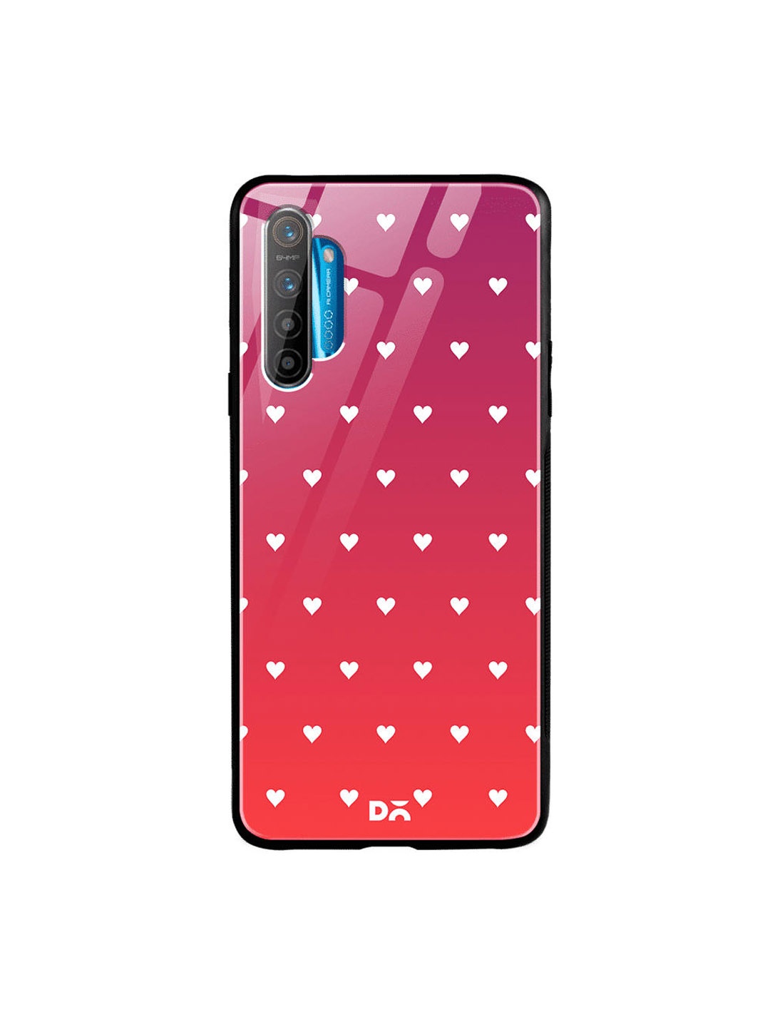 

DailyObjects Red Berry Hearts Oppo Realme XT Glass Case Cover