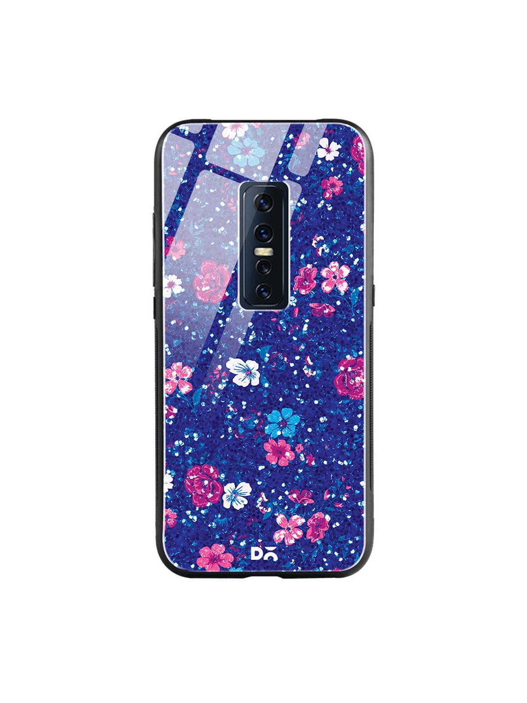 DailyObjects Blue & White Marble Flowers Vivo V17 Pro Glass Mobile Case Cover