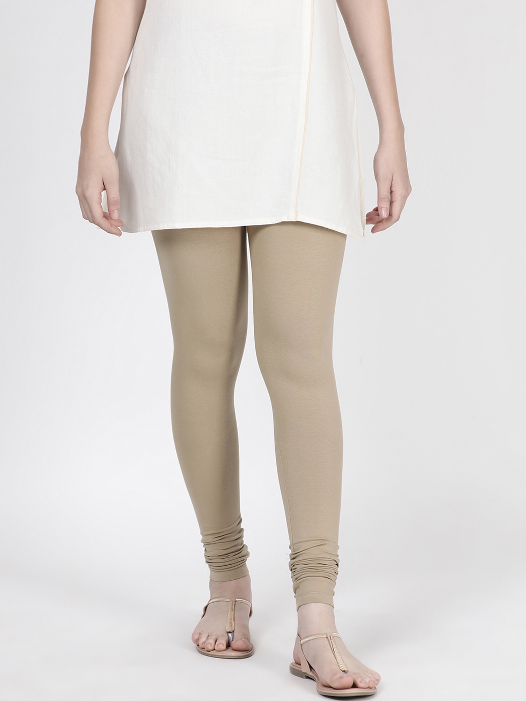 

TWIN BIRDS Women Beige Solid Churidar-Length Leggings