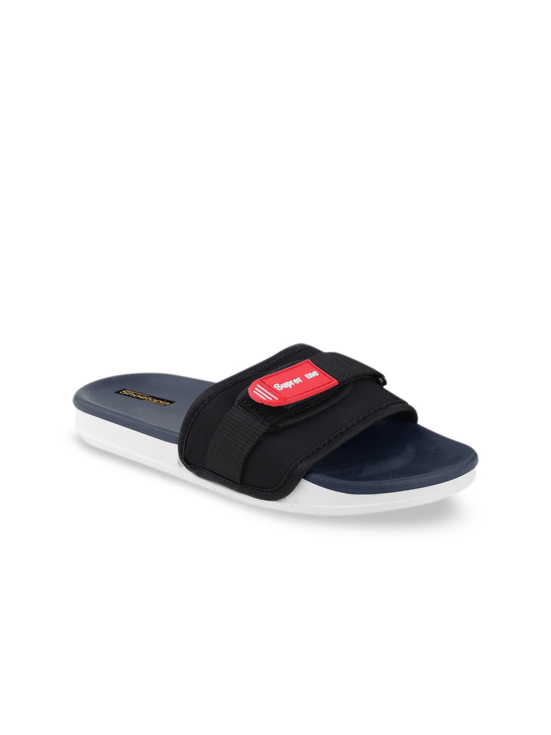 

Shoetopia Women Black & Navy Blue Solid Sliders