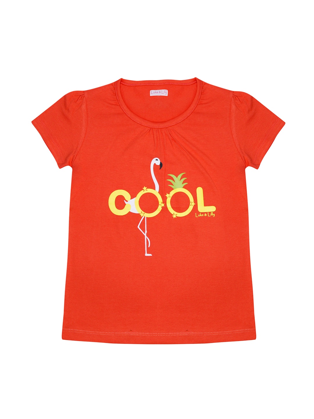 

Luke & Lilly Girls Orange Printed Round Neck T-shirt
