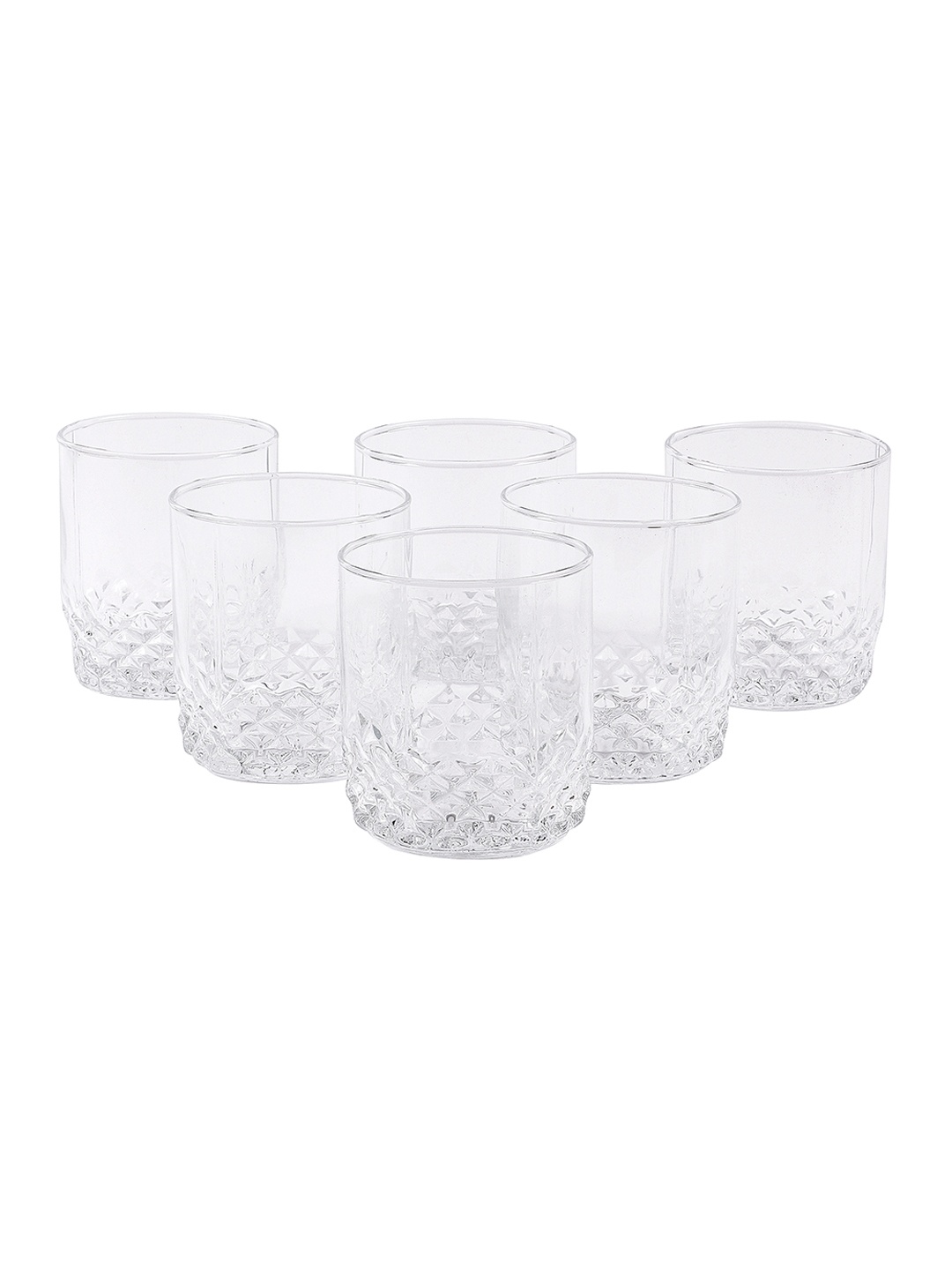 

ceradeco Set Of 6 Transparent Textured Imported Jucika Shaped Whiskey Glasses