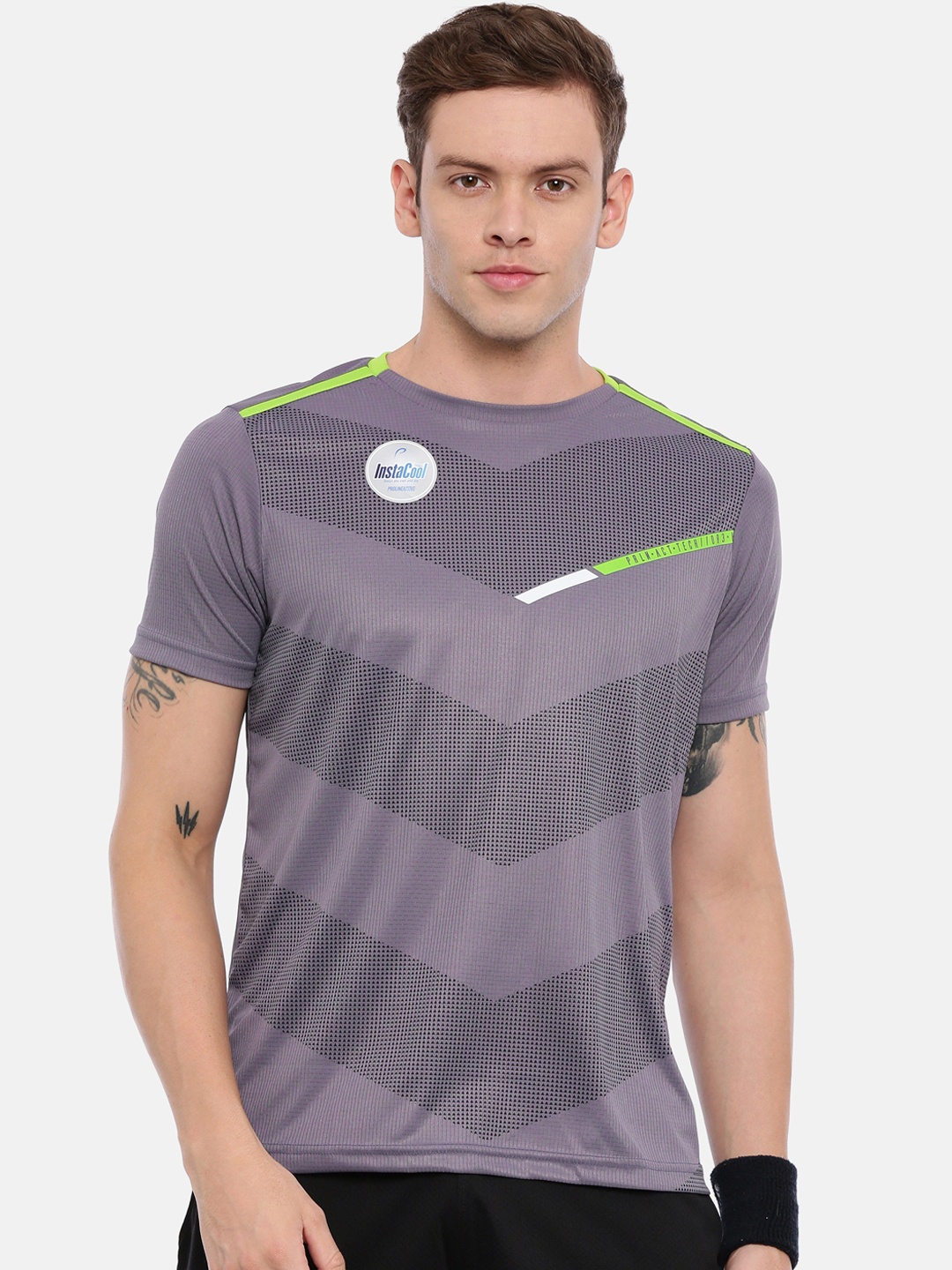 

Proline Active Men Grey Printed Round Neck T-shirt