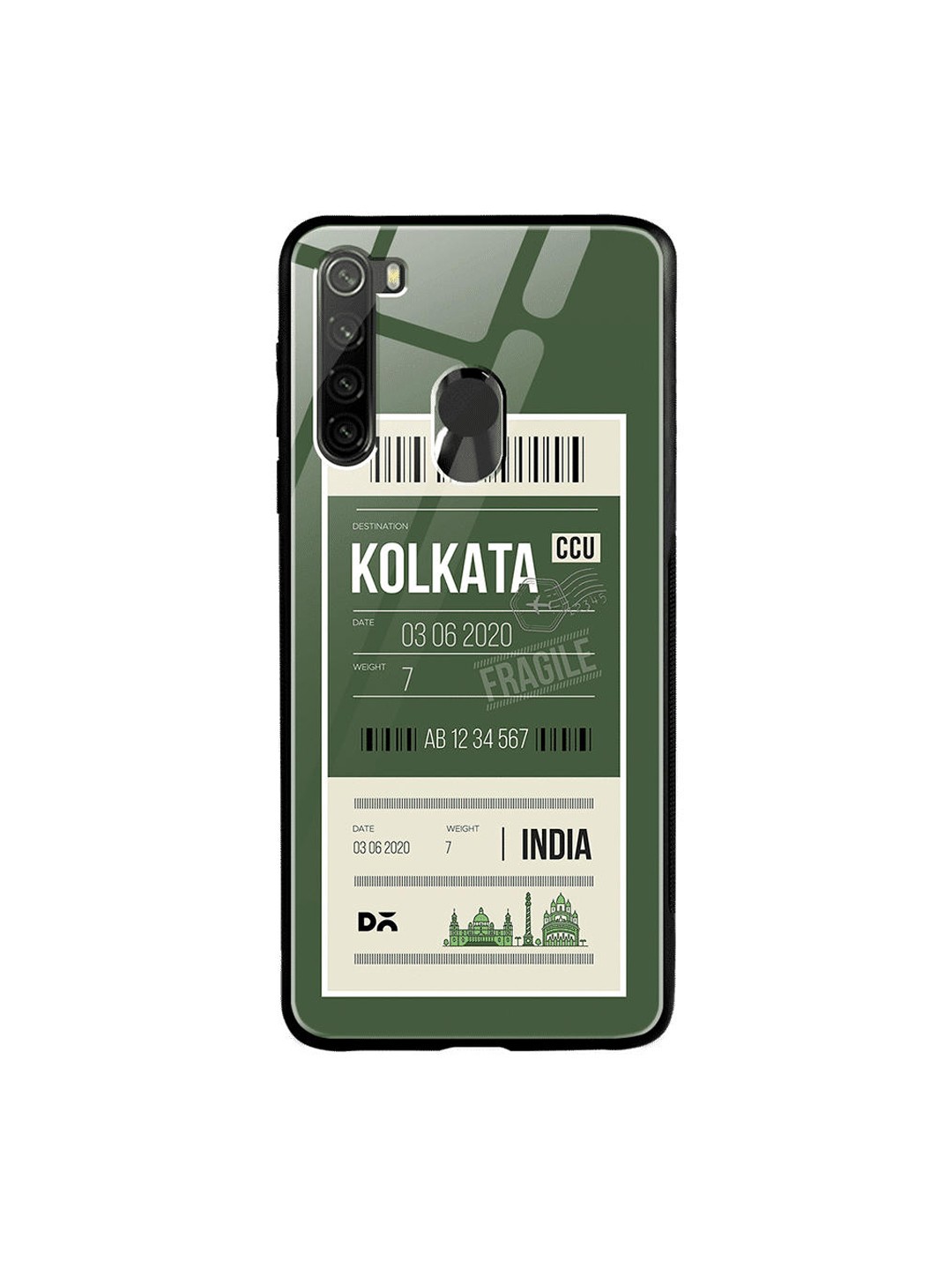 

DailyObjects Green & White Kolkata City Tag Xiaomi Redmi Note 8 Glass Case Cover