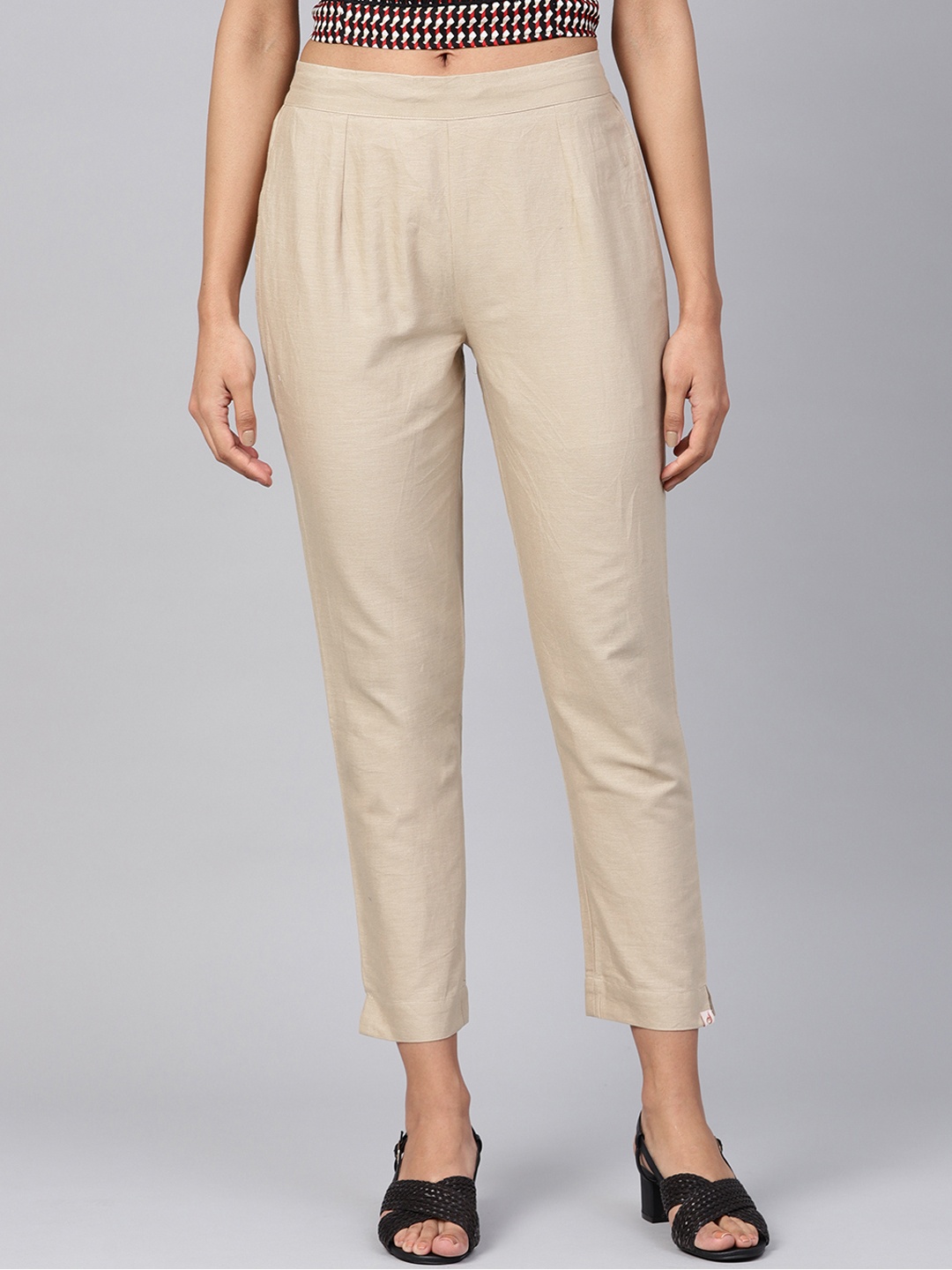 

Juniper Women Beige Urban Slim Slim Fit Solid Regular Trousers