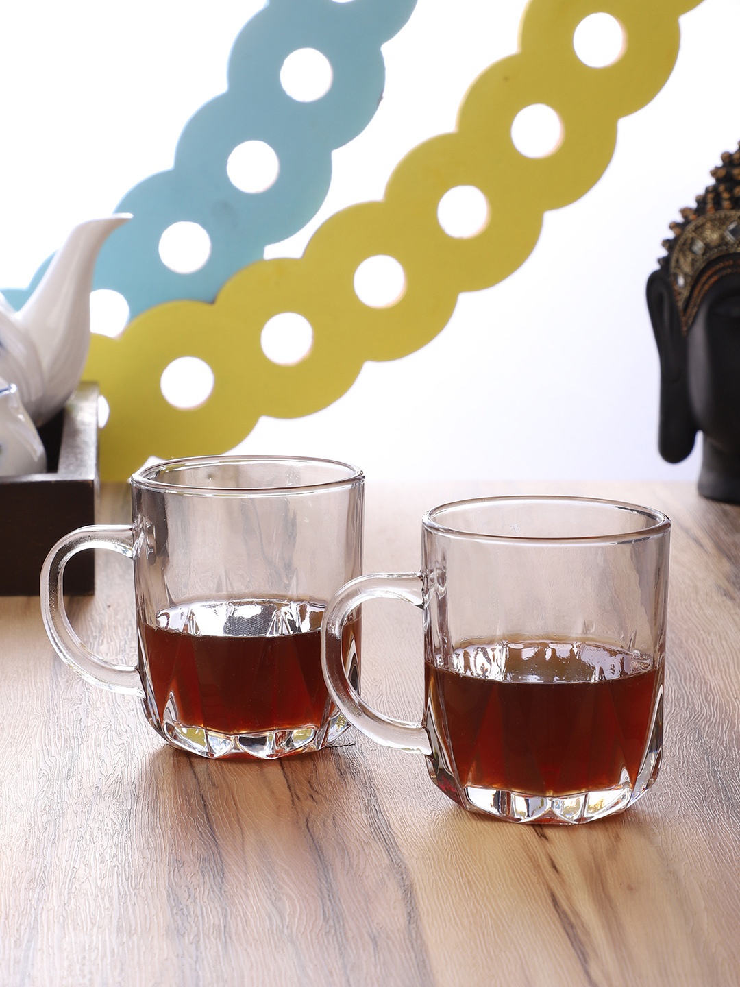 

ceradeco Set Of 6 Transparent Solid Imported Lotus Cut Tea Coffee Cups