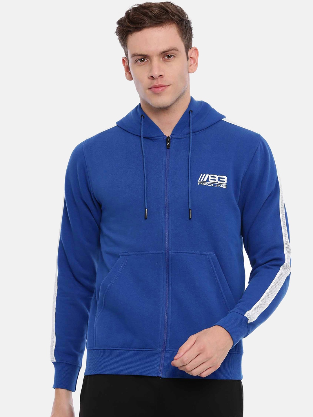 

Proline Active Men Blue Solid Hooded Sweatshirt