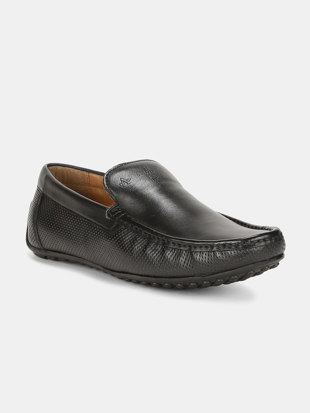 

Arrow Men Black Textured Leather Driving Shoes