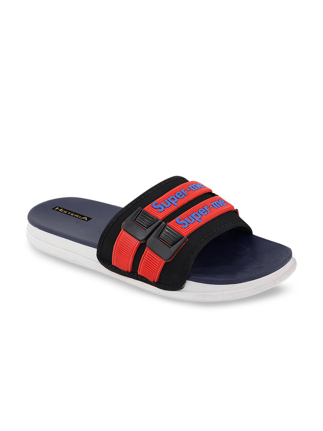 

Histeria Men Black & Navy Blue Printed Sliders