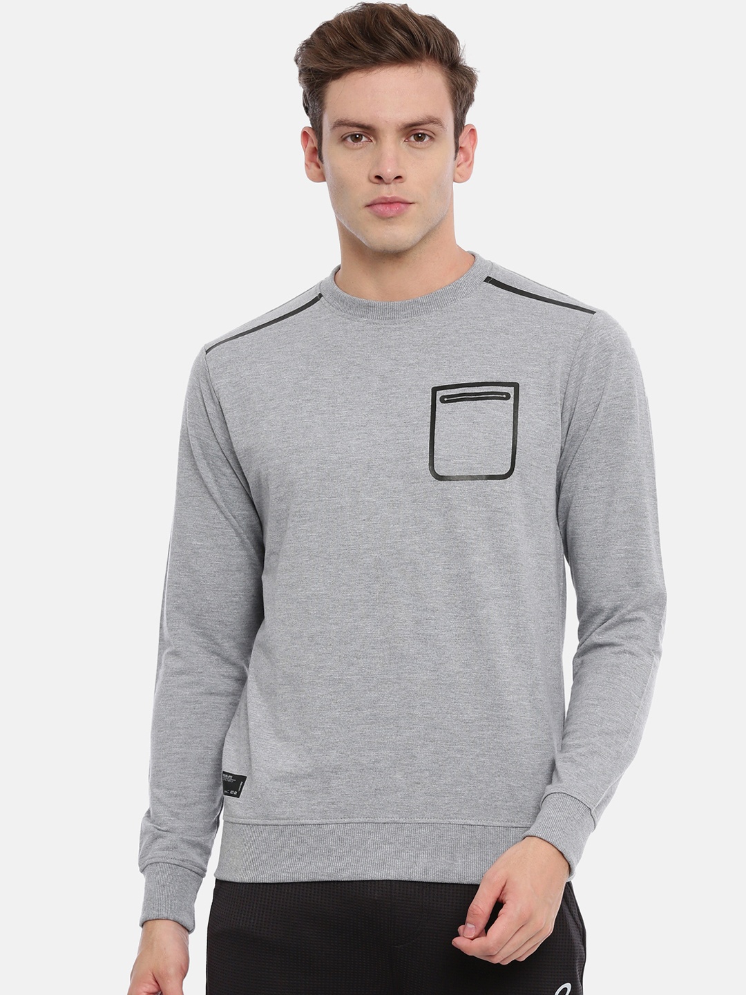 

Proline Active Men Grey Melange Printed Sweatshirt