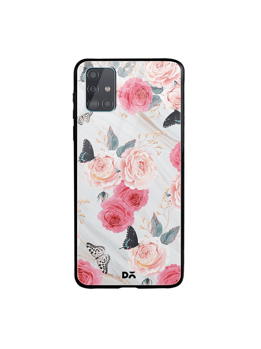 

DailyObjects Grey & Pink Flowers Marble Samsung Galaxy A51 Glass Case Cover