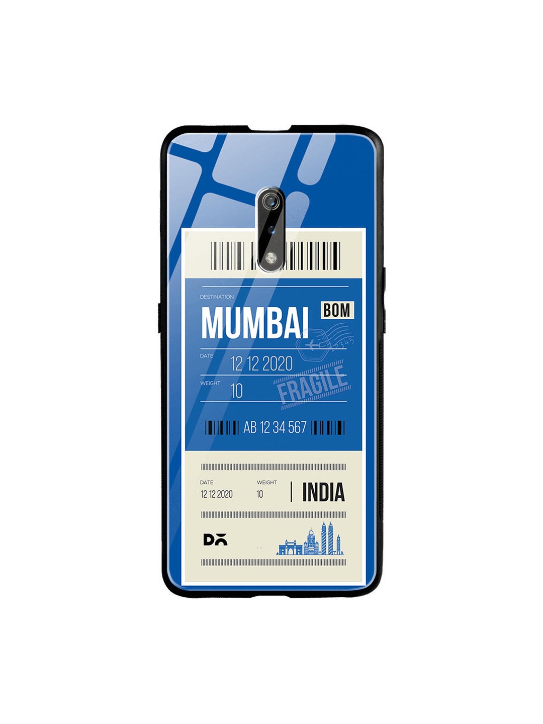 

DailyObjects Blue & White Mumbai City Tag Glass Printed Case Cover For Oppo Realme X