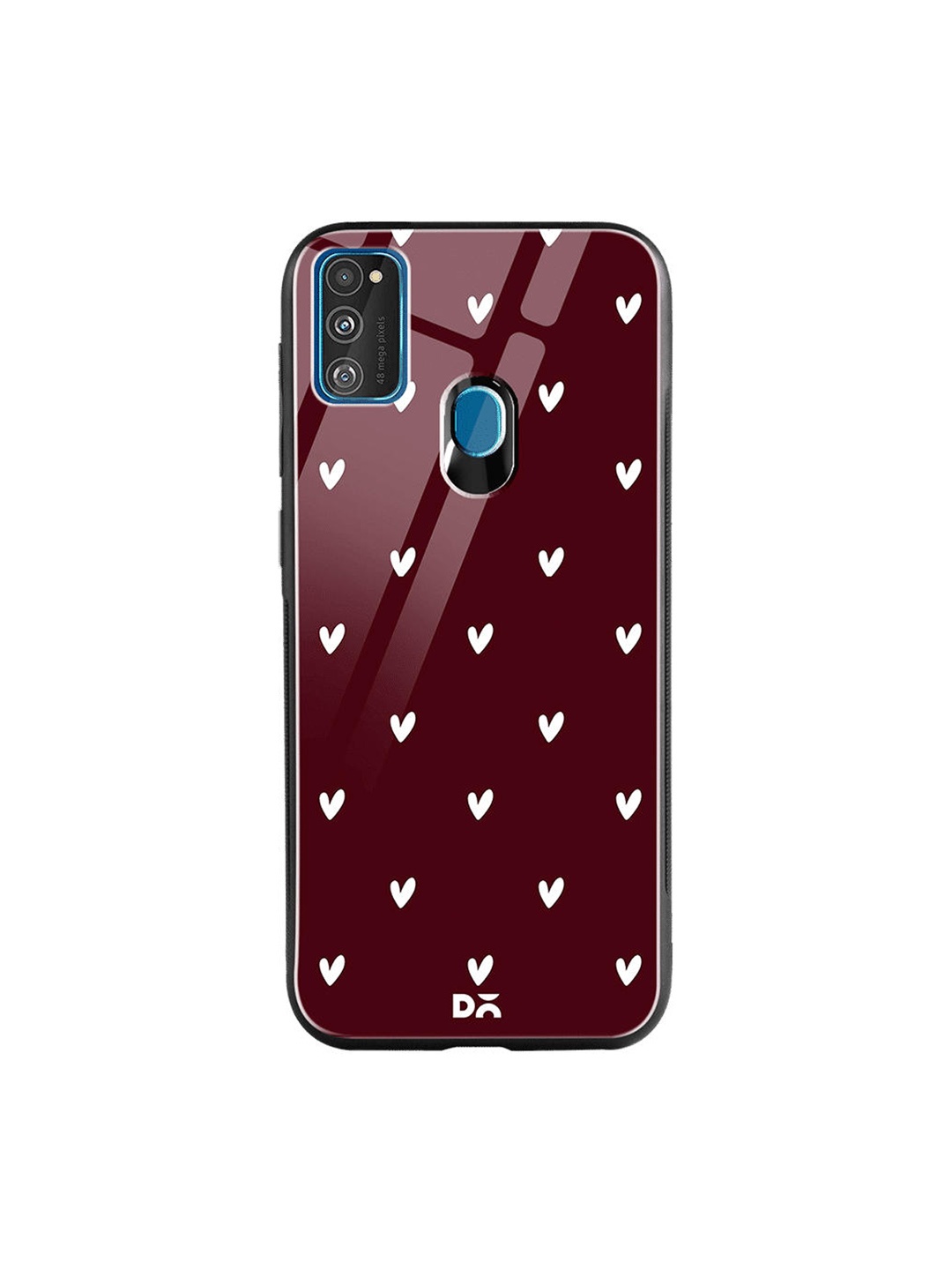 

DailyObjects Unisex Burgundy & White Bundle Heart Samsung Galaxy M30S Glass Case Cover