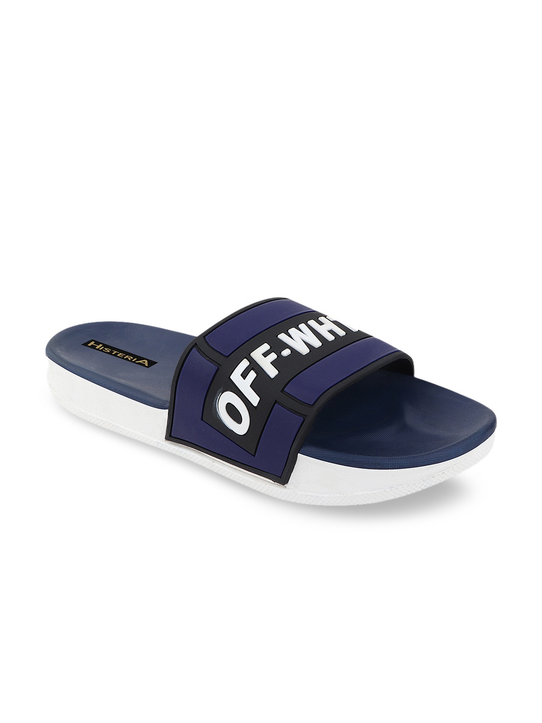

Histeria Men Navy Blue & Black Printed Sliders