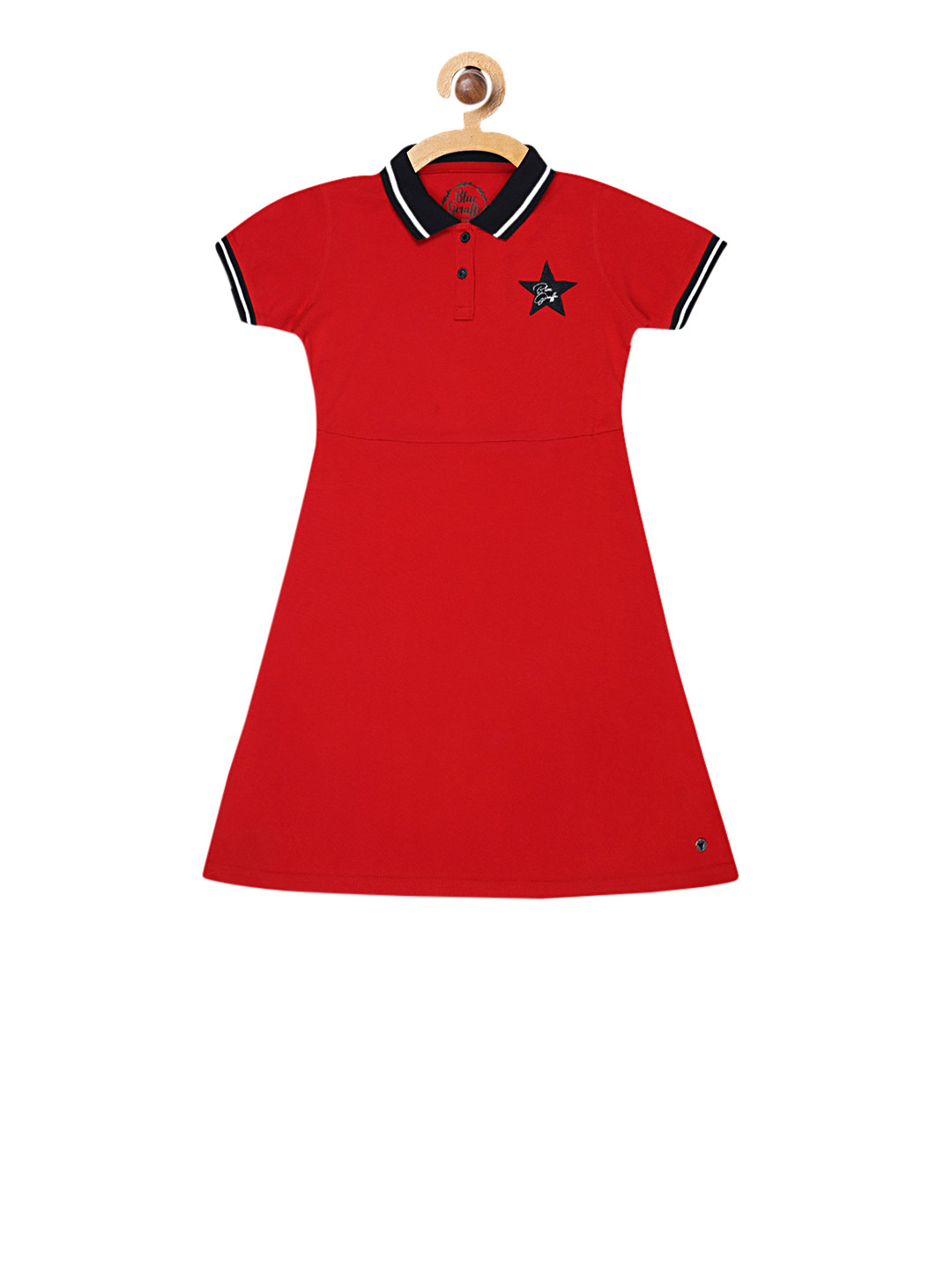 

Blue Giraffe Girls Red Solid T-shirt Dress