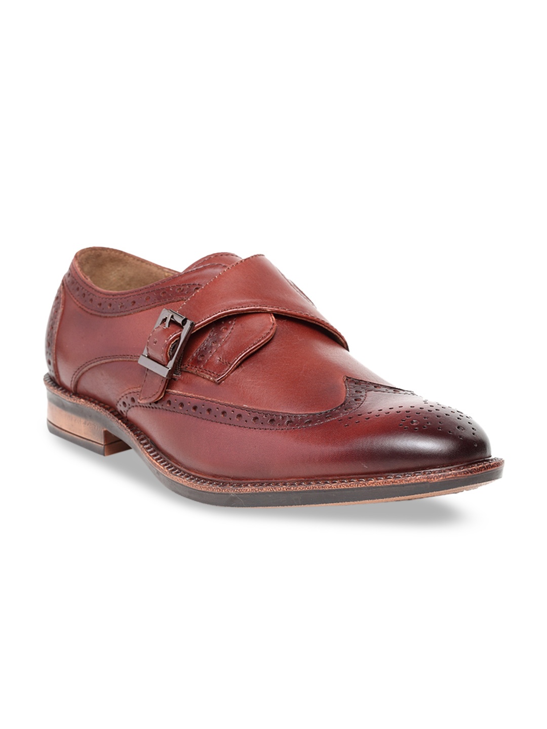 

Teakwood Leathers Men Brown Solid Genuine Leather Formal Monks