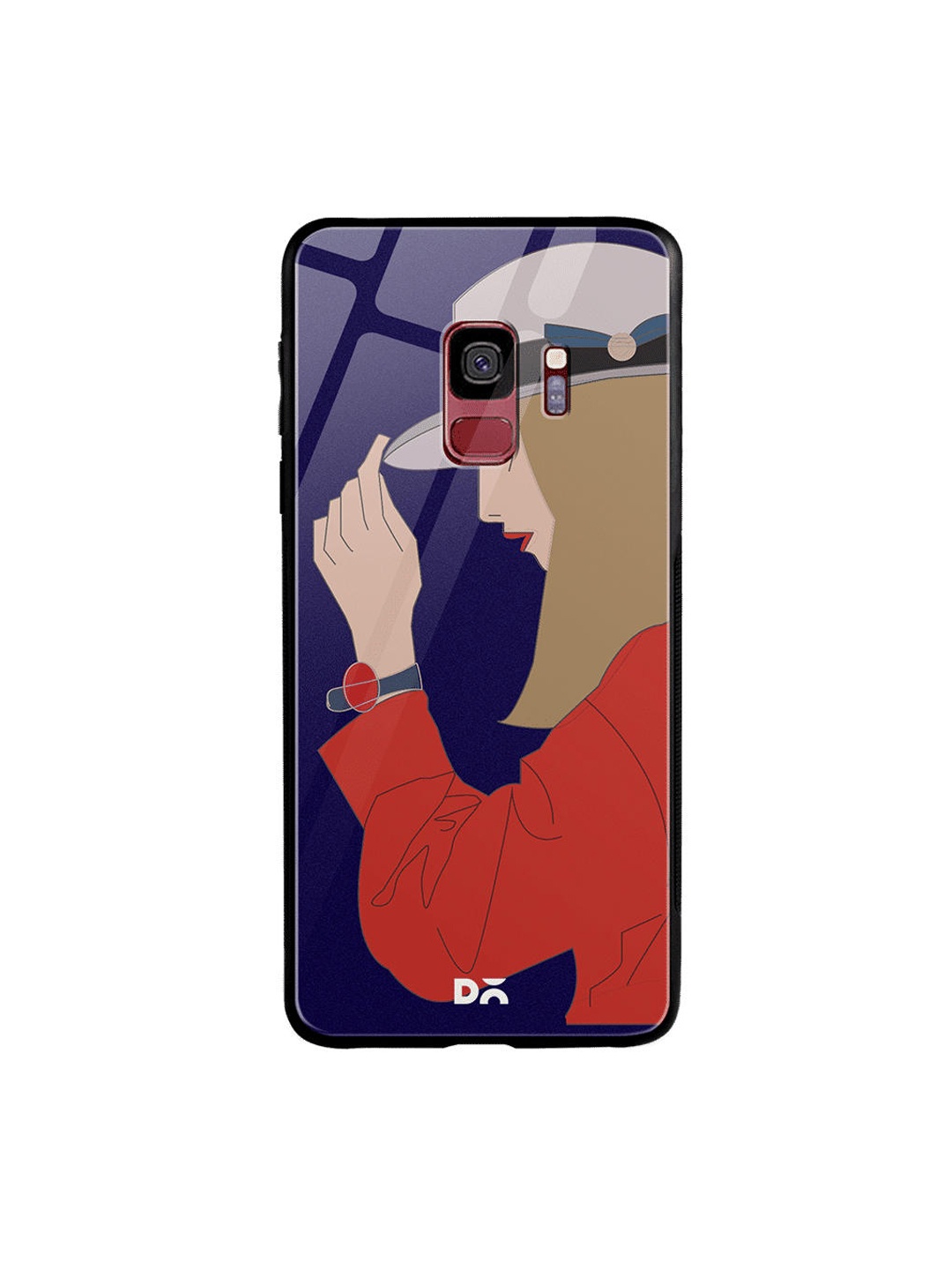 

DailyObjects Navy Blue & Red Mademoiselle Samsung Galaxy S9 Glass Case Cover