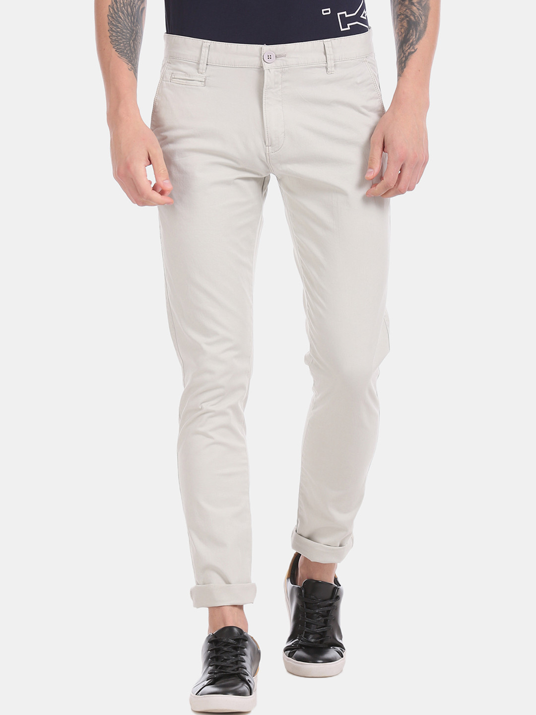 

Aeropostale Men Beige Skinny Fit Solid Regular Trousers
