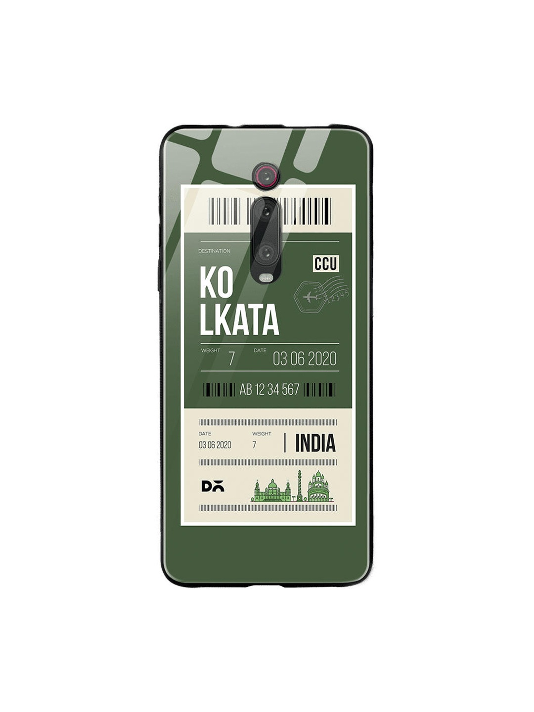 

DailyObjects Green & White Kolkata City Tag Xiaomi Redmi K20 Glass Case Cover