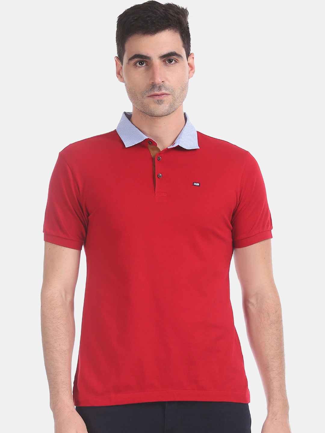 

Arrow Sport Men Red Solid Polo Collar Pure Cotton T-shirt