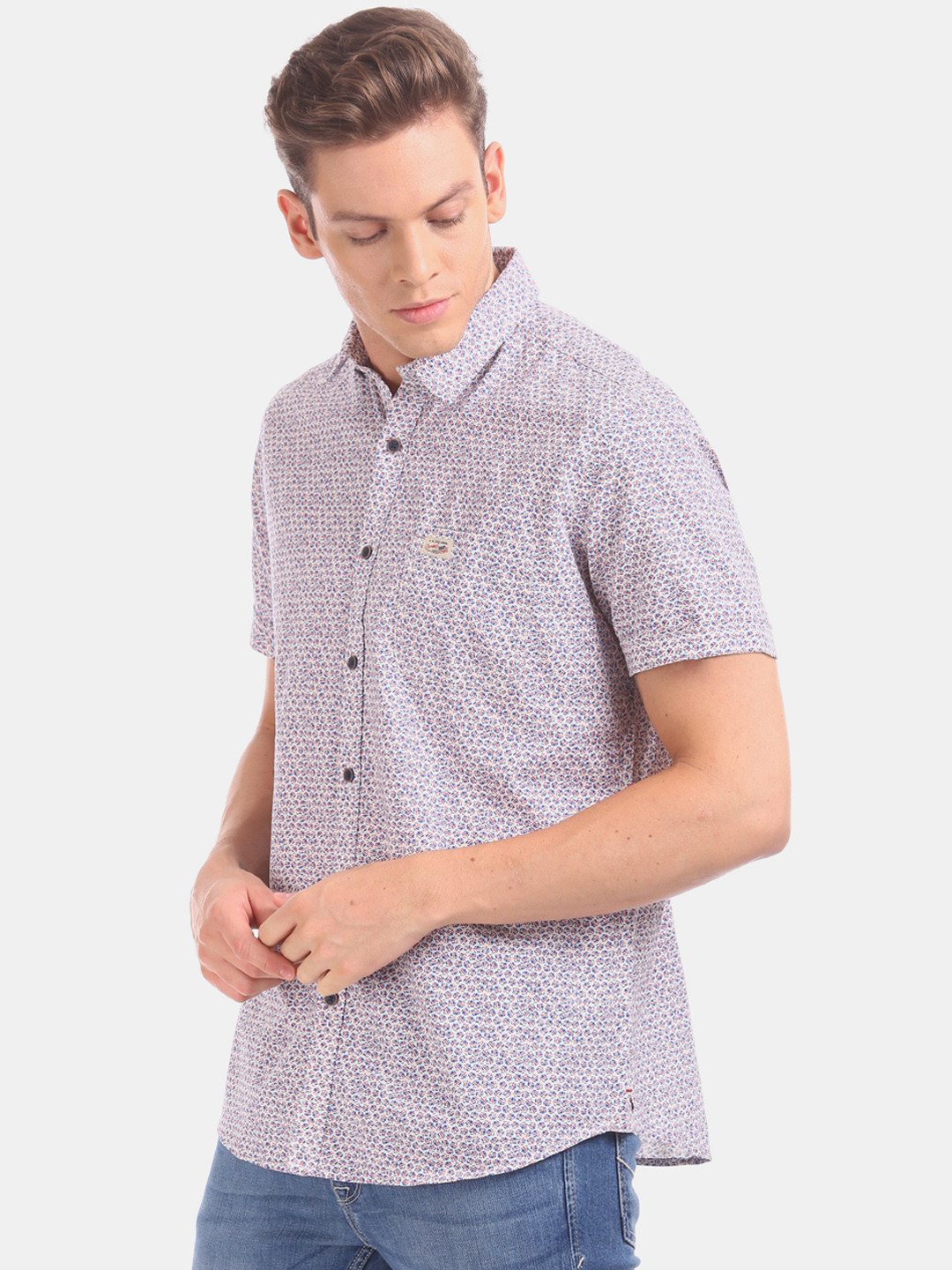 

U.S. Polo Assn. Denim Co. Men White Regular Fit Printed Casual Shirt