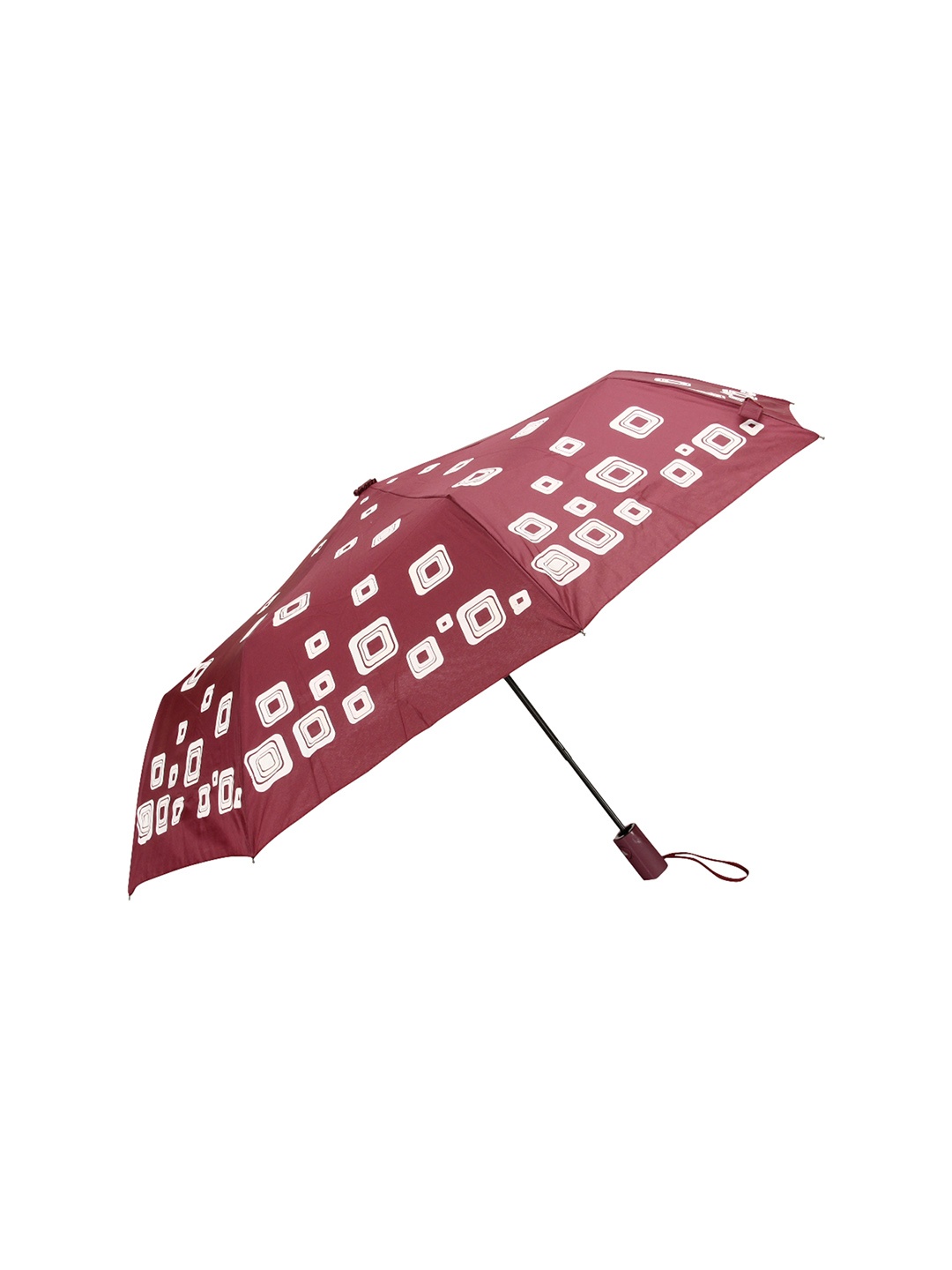 

FabSeasons Unisex Maroon & White Graphic Printed 3 Fold Fancy Semi-Automatic Umbrella