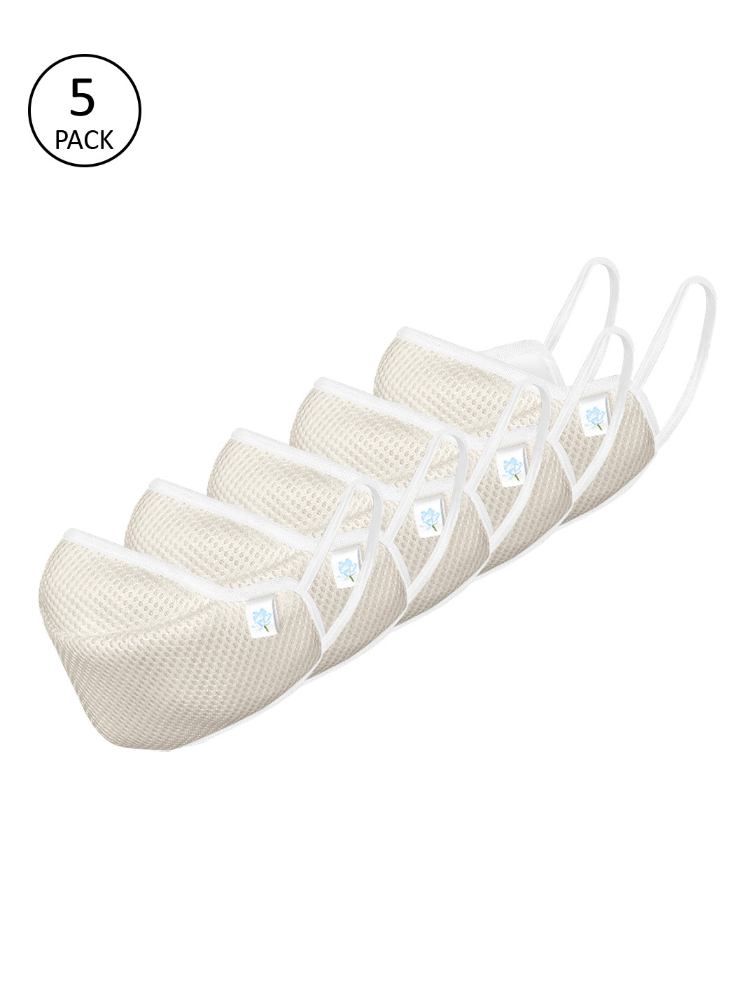 

Ahalyaa Adults Pack of 5 Cream-Coloured Reusable 4-Layers Outdoor Masks