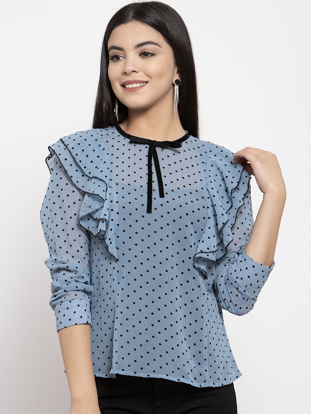 

KASSUALLY Women Blue Printed Top