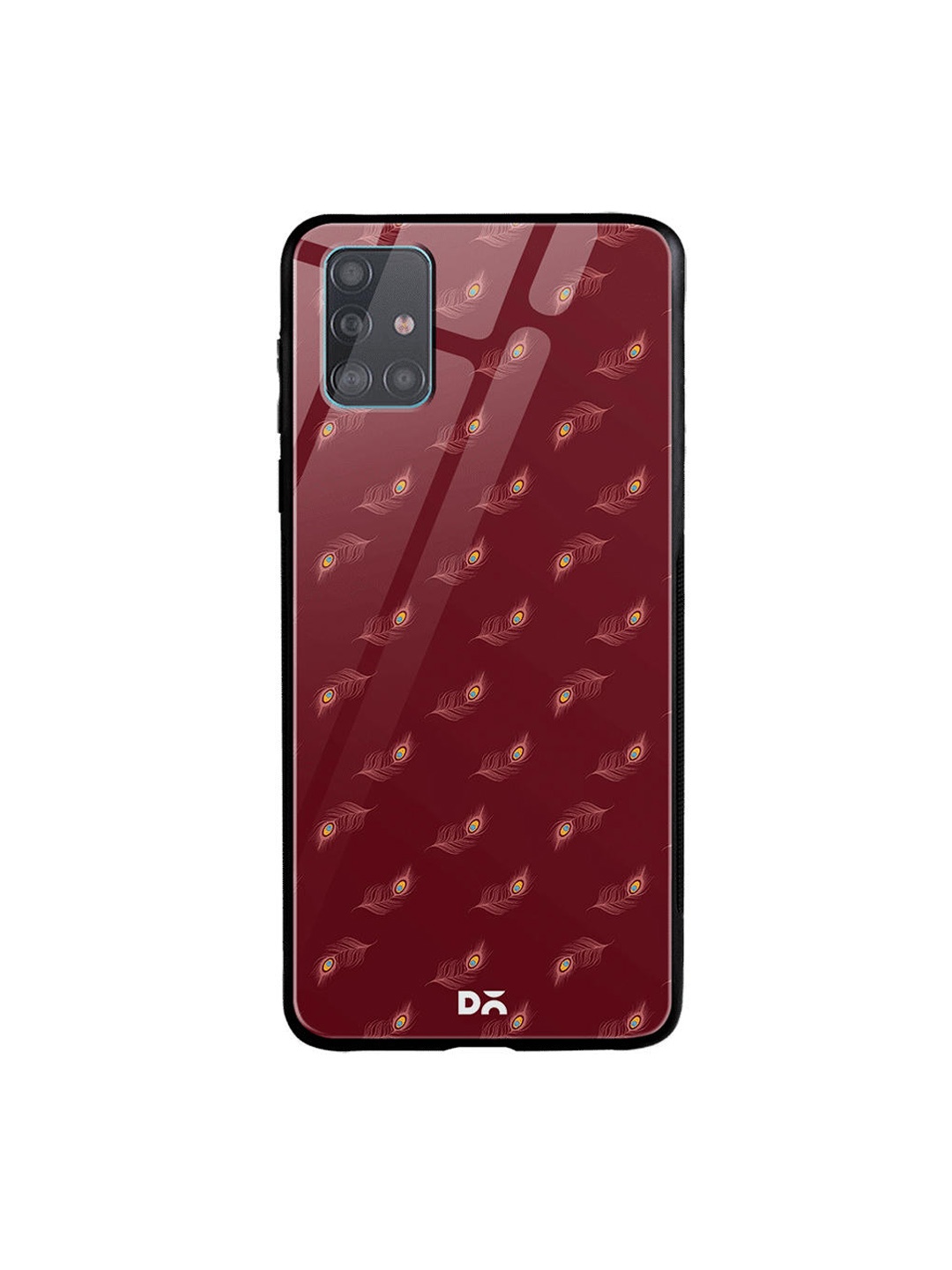 DailyObjects Maroon Feathers Samsung Galaxy A51 Glass Case Cover