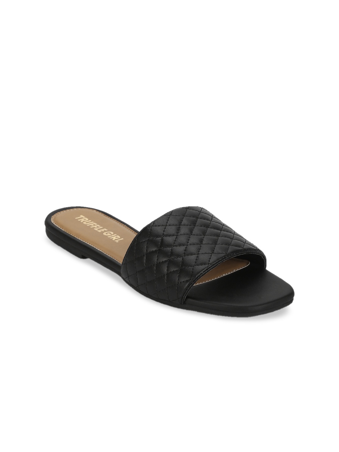 Truffle Collection Women Black Solid Open Toe Flats