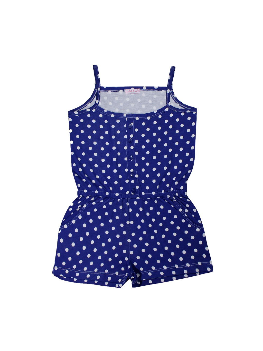 

Luke & Lilly Girls Blue & White Polka Dots Print Playsuit