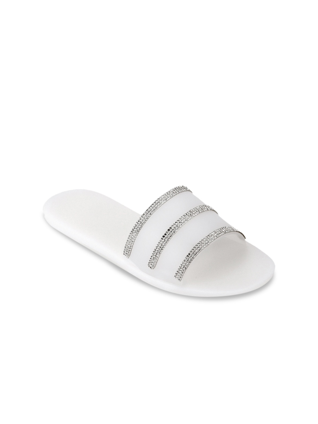 

Truffle Collection Women White Embellished Sliders