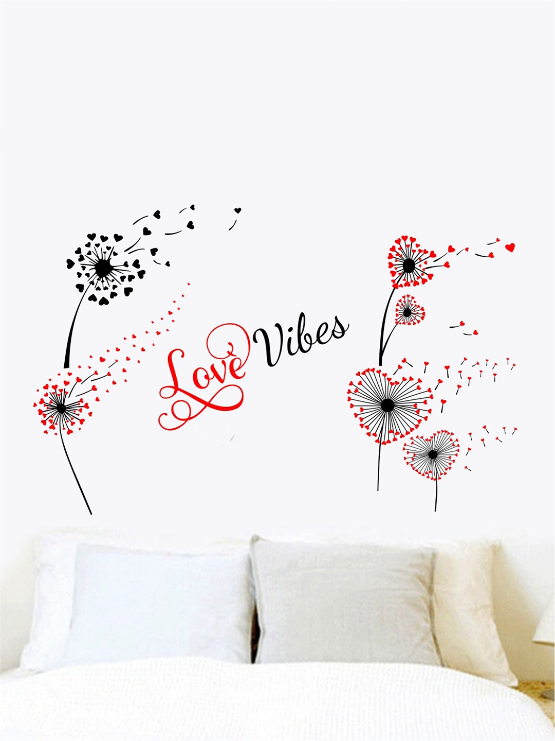 rawpockets Black & Red Love Vibes Wall Stickers