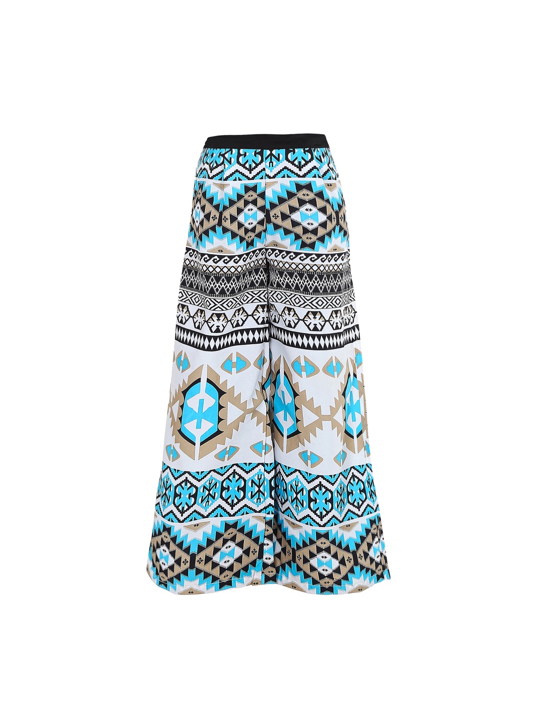 

naughty ninos Girls Turquoise Blue & White Printed Flared Palazzos