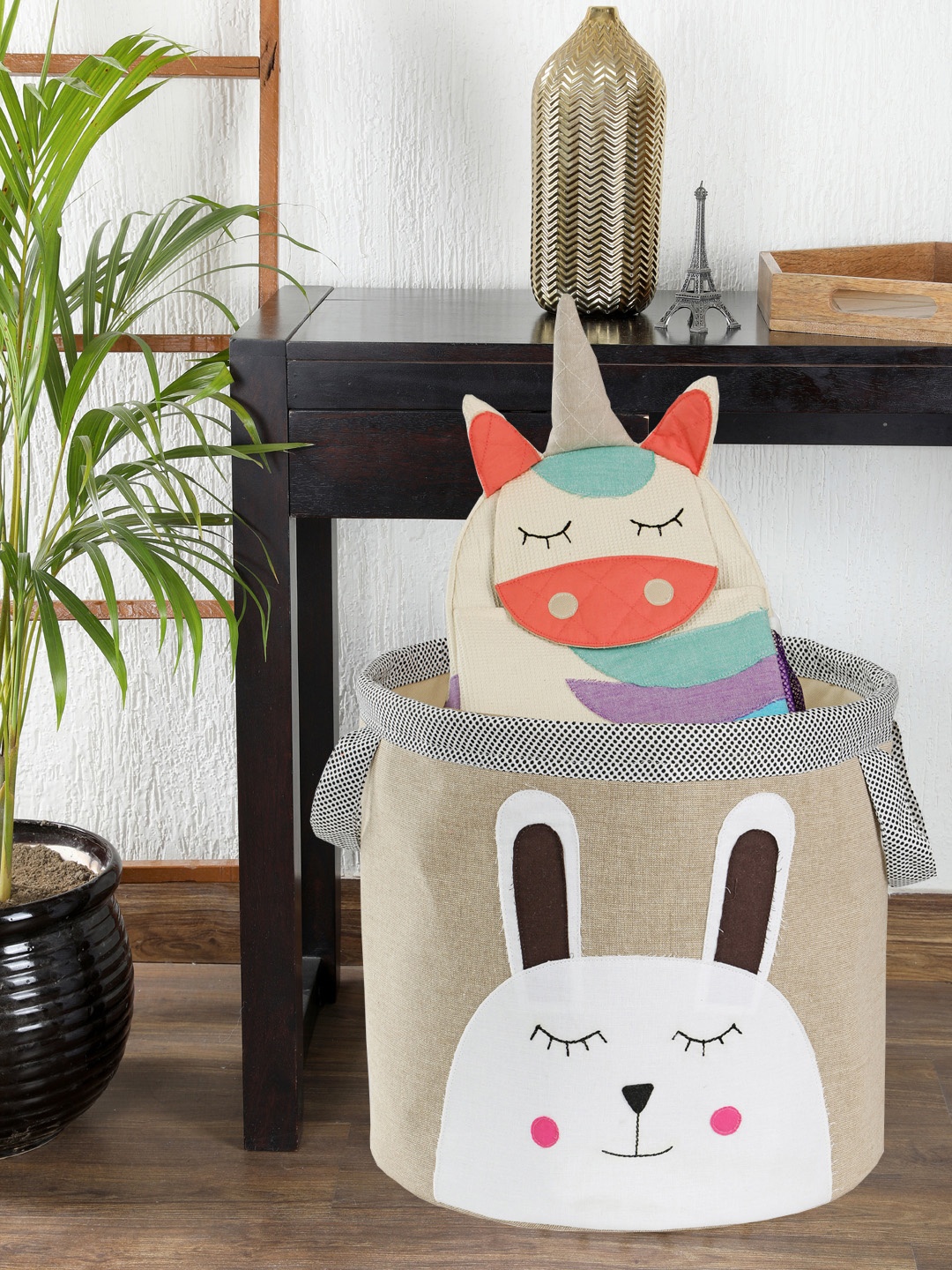 My Gift Booth Beige & White Rabbit Applique Multi-Utility Oraganizer