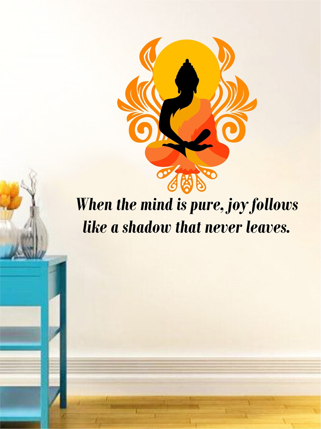 rawpockets Multicoloured Buddha Quotes Printed Wall Stickers, Multi
