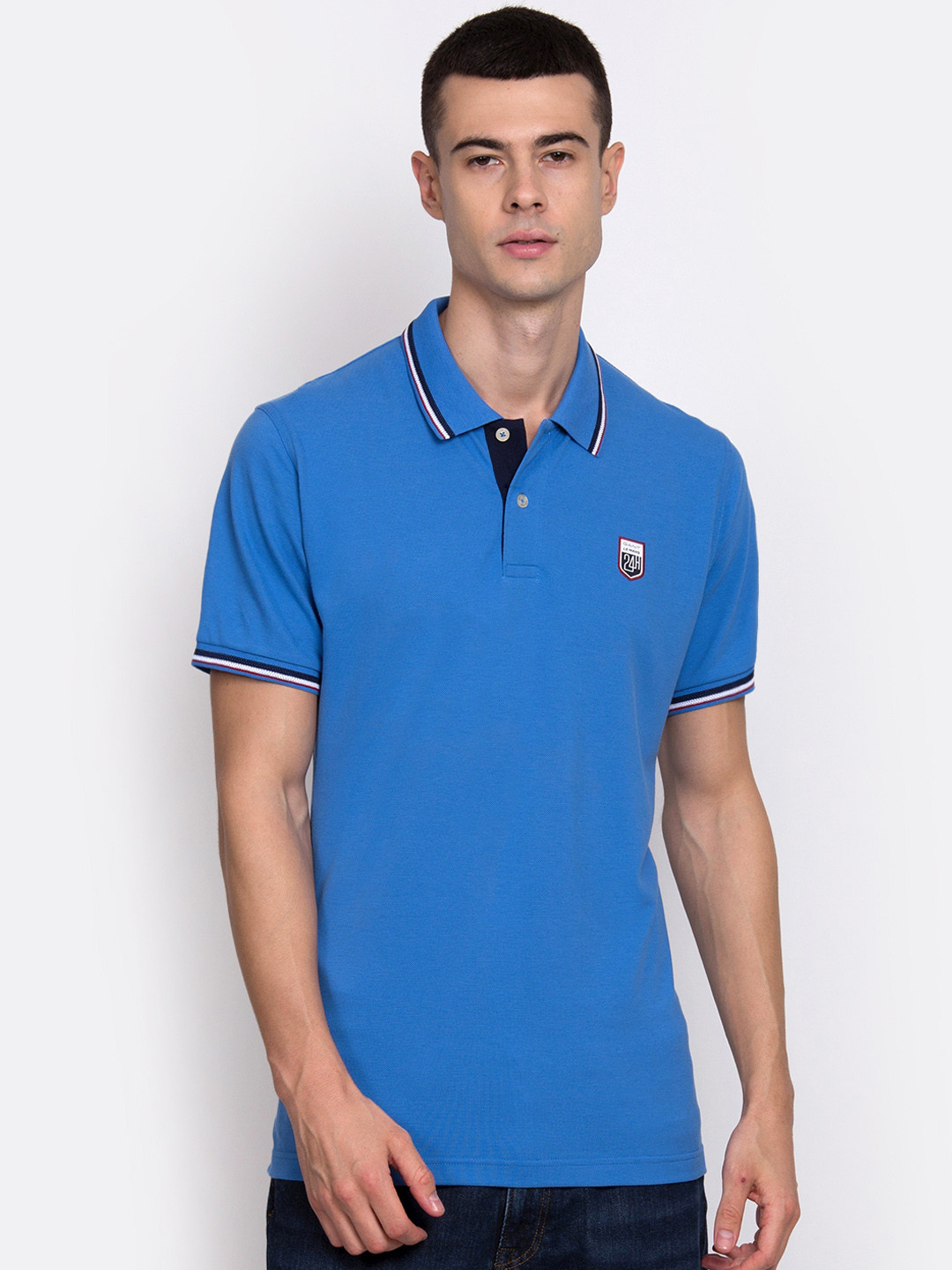 

GANT Men Blue Solid Polo Collar T-shirt