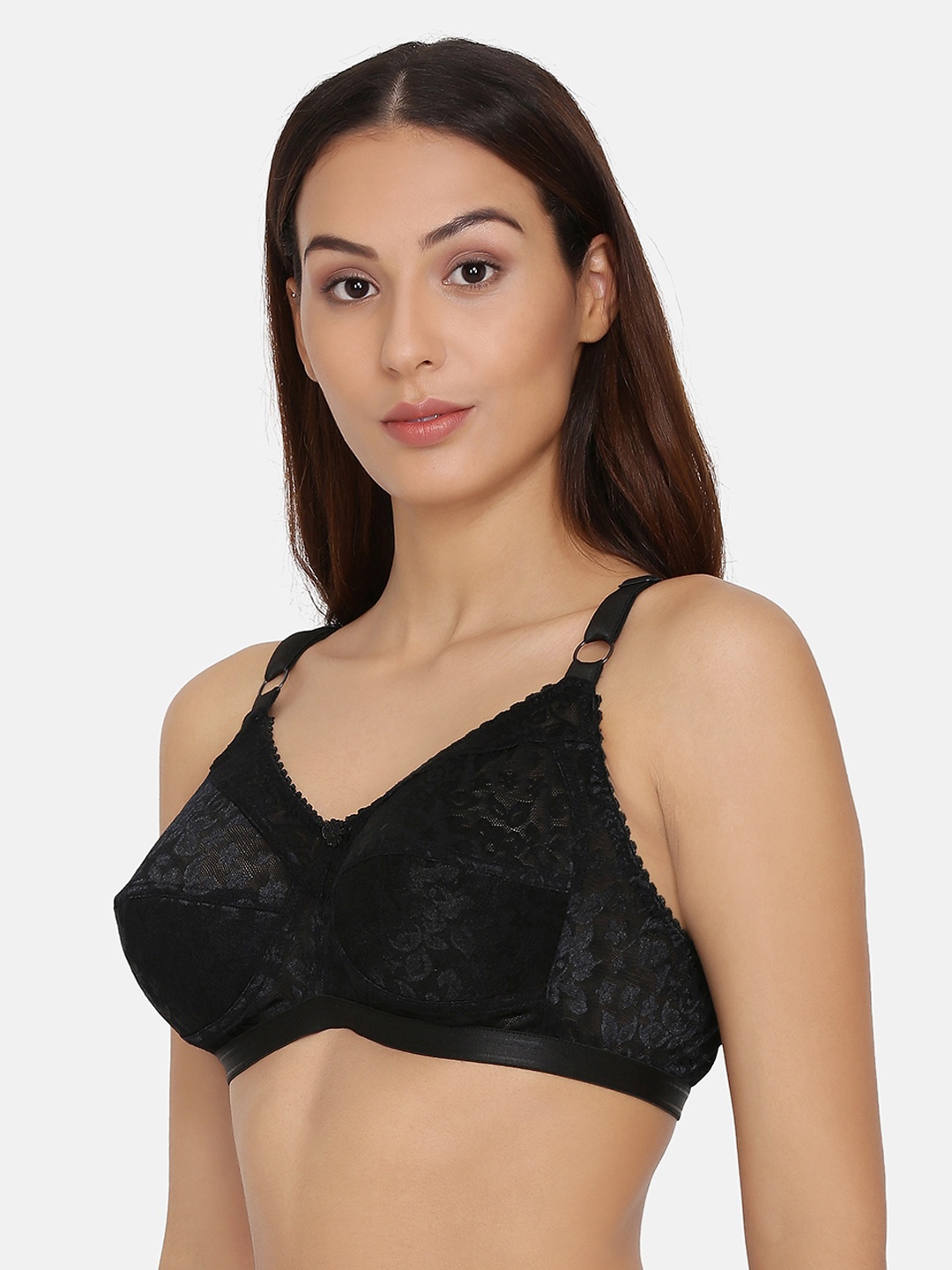 

PRETTYBOLD Black Solid Non-Wired Non Padded Minimizer Bra PB-16 BLACK-C20