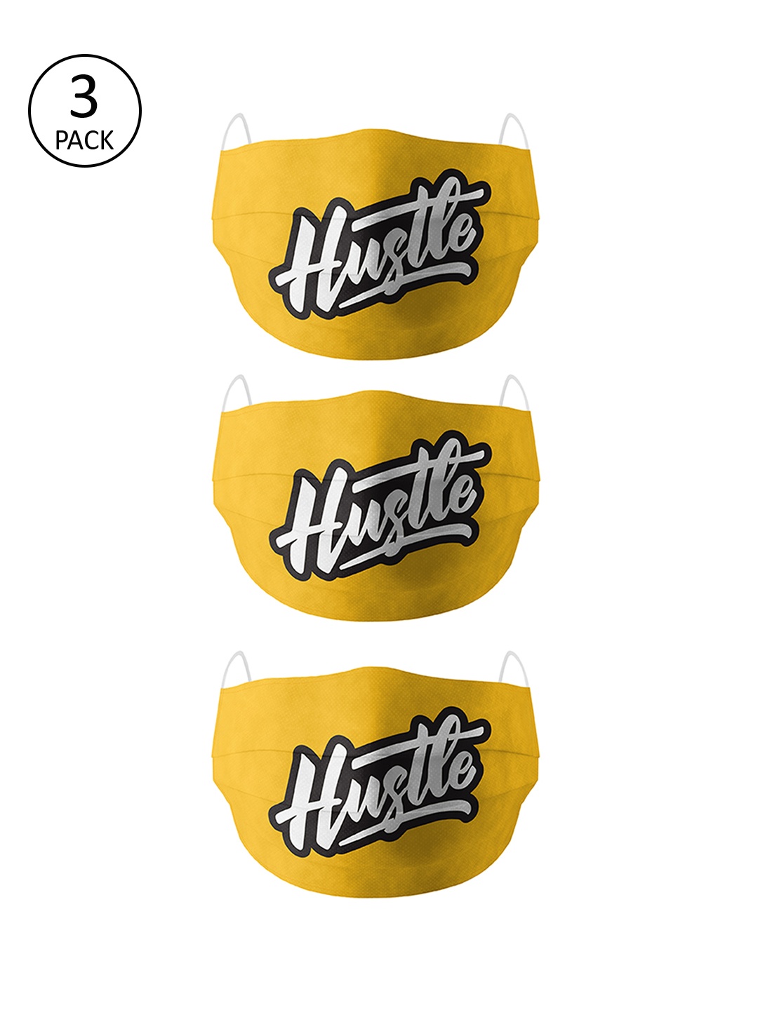 

Bigsmall Unisex Pack of 3 Pcs Yellow Printed Reusable 3-Ply Protective Outdoor Mask