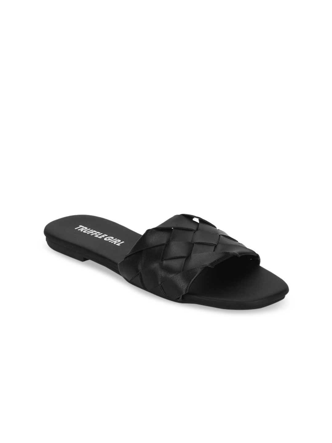 

Truffle Collection Women Black Solid Open Toe Flats
