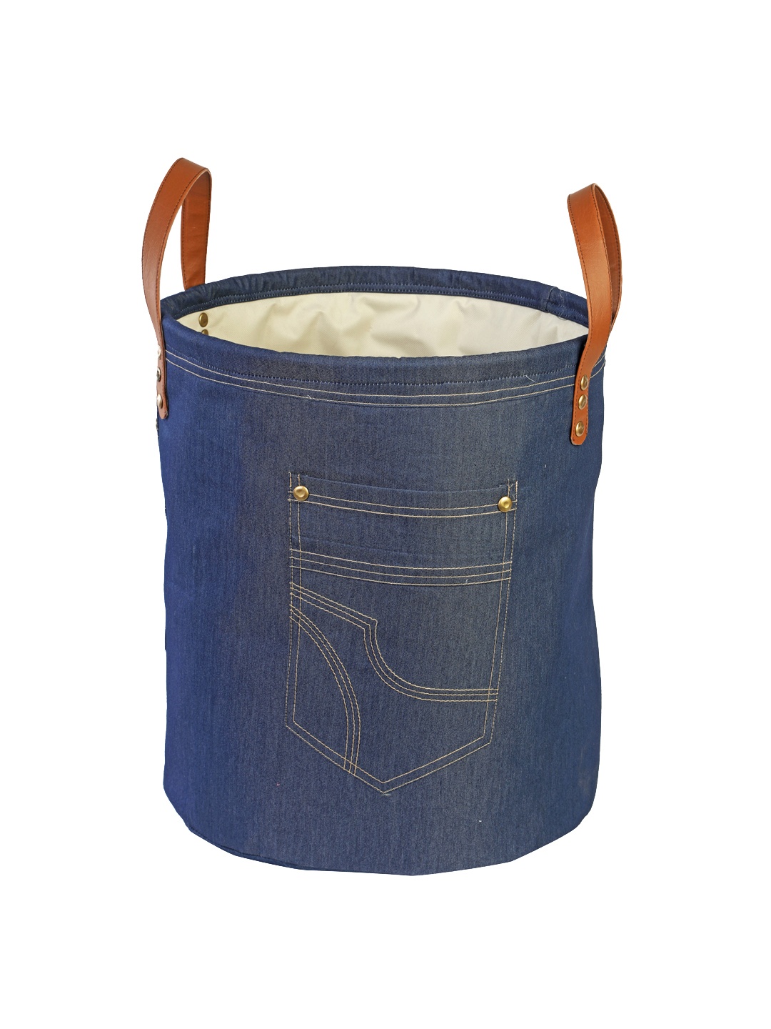 

My Gift Booth Blue Solid Denim Laundry Bag