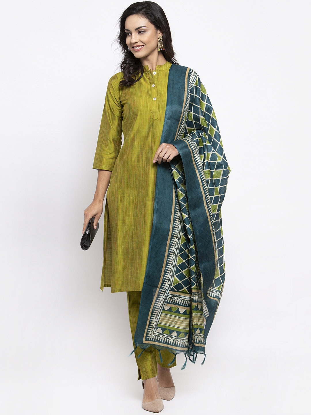 Jompers Olive Green Printed Dupatta