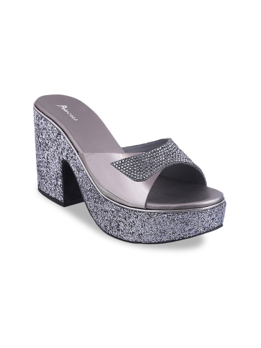

Metro Women Grey Embellished Platforms