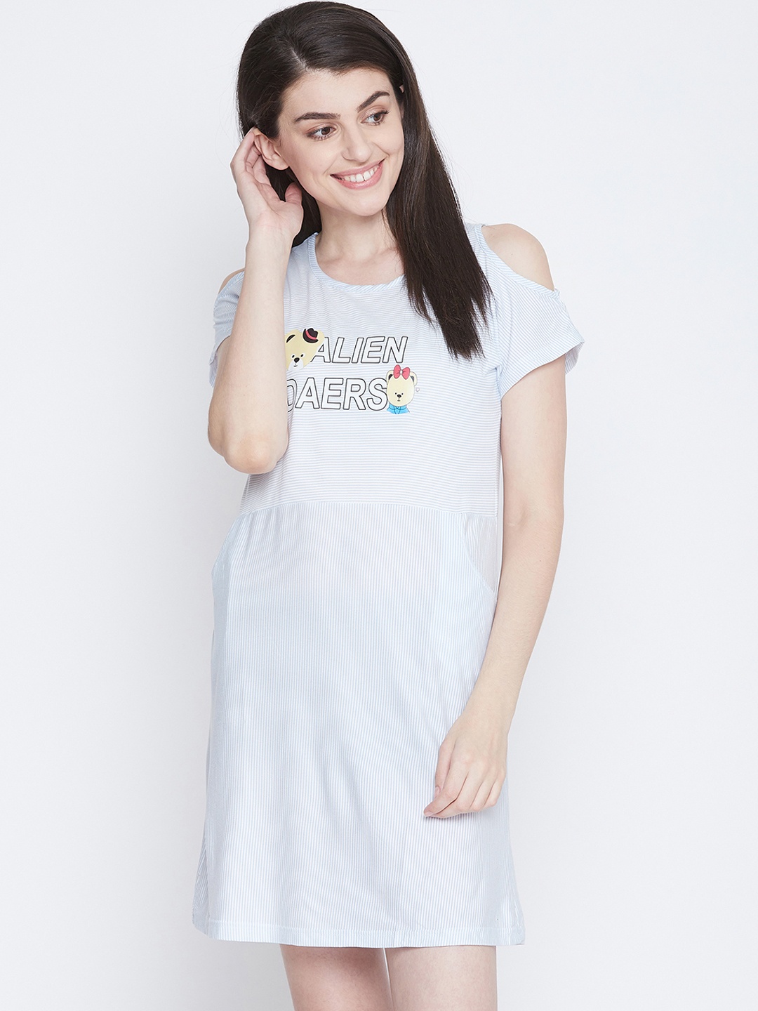 Camey Blue Printed Sleep Shirt
