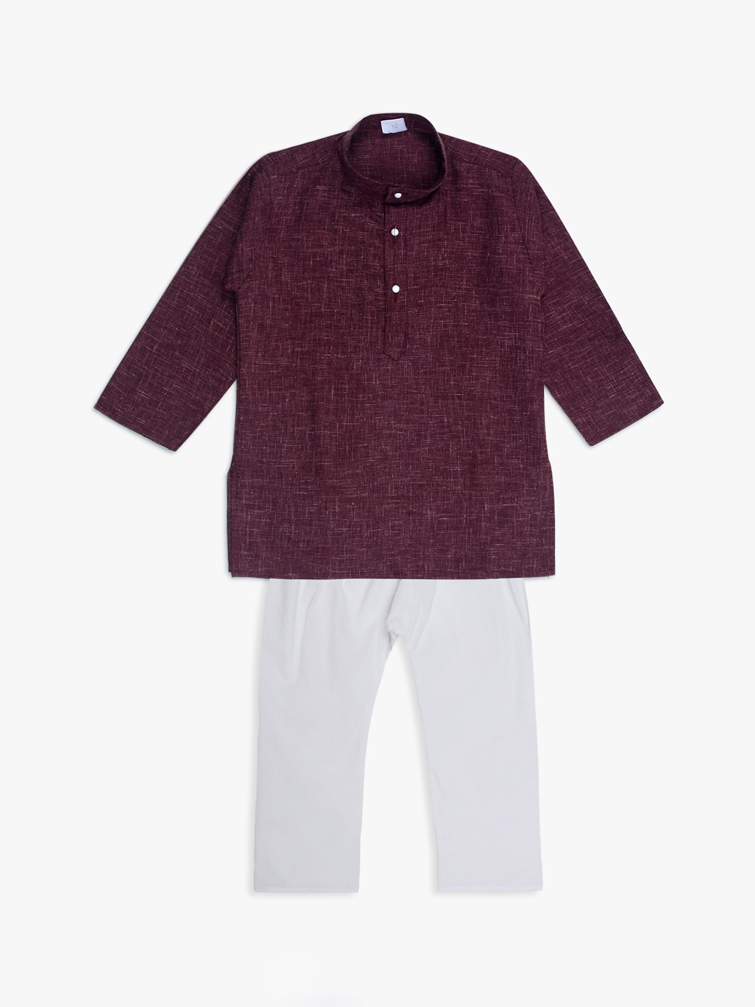 

Superminis Boys Maroon & White Solid Kurta with Pyjamas