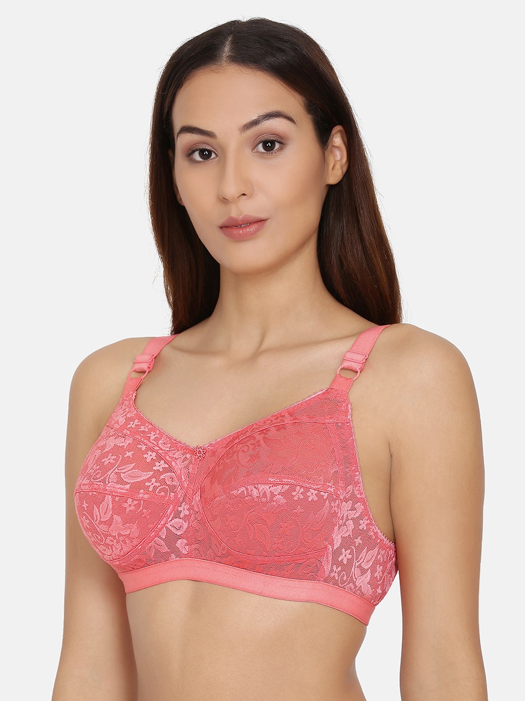 

PRETTYBOLD Pink Solid Non-Wired Non Padded Minimizer Bra